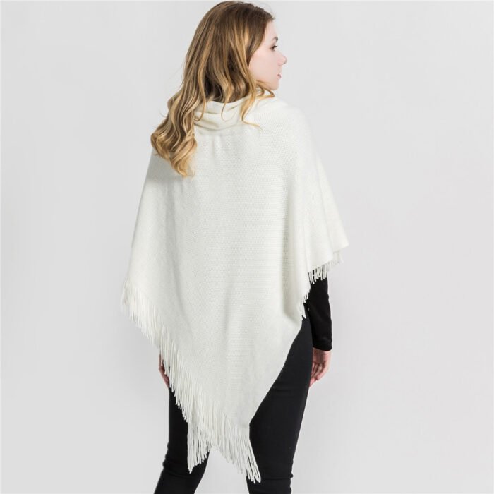 Winter Loose Kimono Cardigan Women Long Sleeveless Hat Poncho Solid Color Magic Shawl Knitted Sweater - Image 3