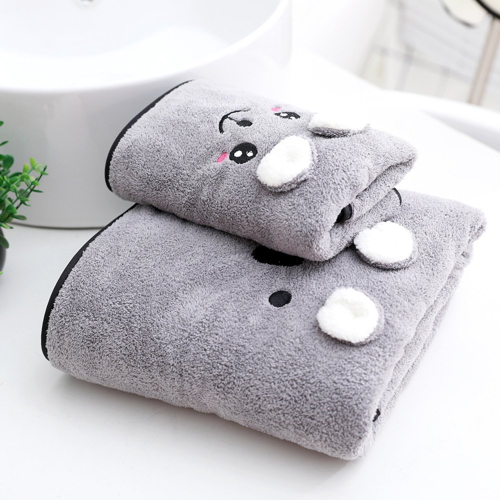 74e6491d-9ac5-4393-b6bb-b3d49b5e5889.jpg Coral Velvet Bath Towel Two-piece Towel Rabbit Ears Koala Bear Gift Box - Image 8