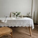 French White Phoenix Tail Flower Anemone Lace Tablecloth - Image 4