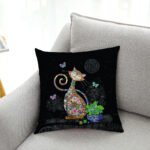 Cat Series Cotton And Linen Automobile Pillow Cover - Image 3