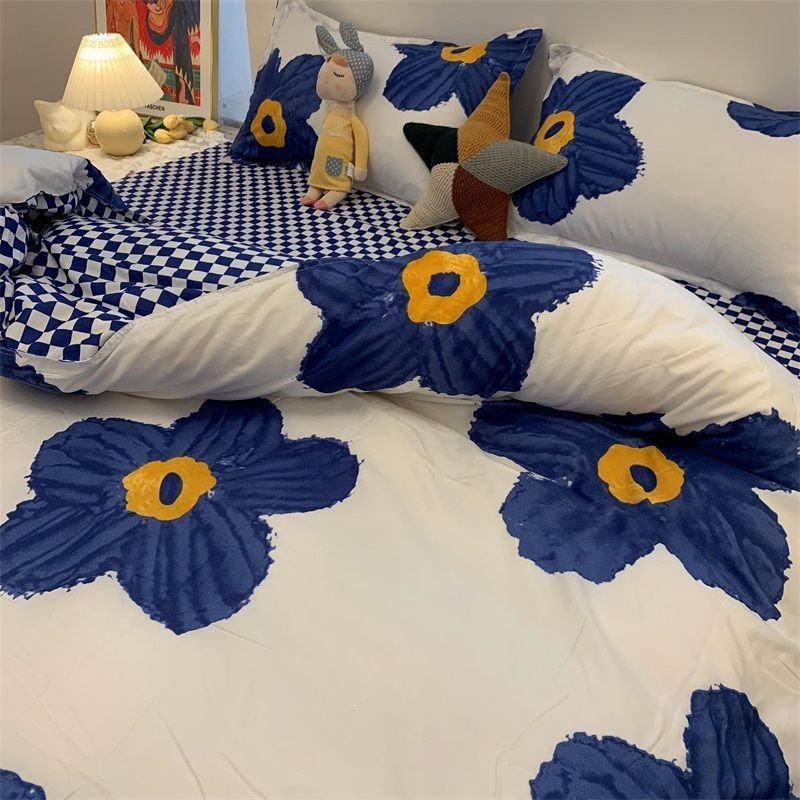 7847e282-ae4e-4d4a-a989-e4ef80adfff1.jpg Double-piece Foggy Gray Quilt Cover Four-piece Bedding Sheet Dormitory Bed Three-piece Set - Image 9