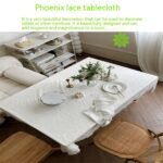 French White Phoenix Tail Flower Anemone Lace Tablecloth - Image 5