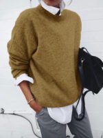 Fashion Long Sleeve Pullover Sweater Fall And Winter Fashion Solid Color Knitted Tops For Women Clothing - Image 3