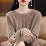 Women's Cashmere Cardigan O-neck Loose Sweaters Top Fashion Merino Wool Knitwear Autumn Winter Female Clothing Tops - Image 8