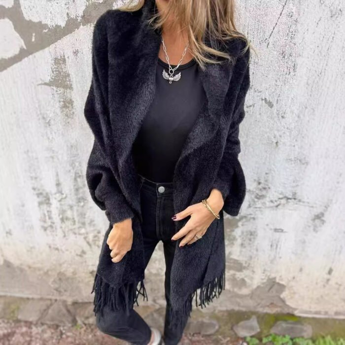Women's Knitted Batwing Sleeve Cardigan With Tassel Design Fashion Loose Shawl Outwear Clothing - Image 4