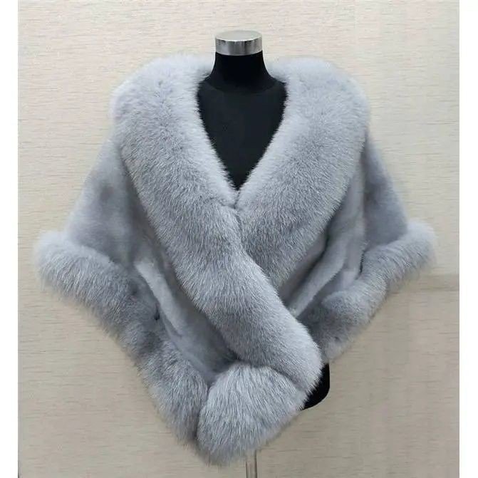 85dafbcc-ef55-43a4-9b26-39d0216bed5d.jpg Imitated Mink Fox Fur Cape Coat Plus-sized Dress Shawl - Image 2