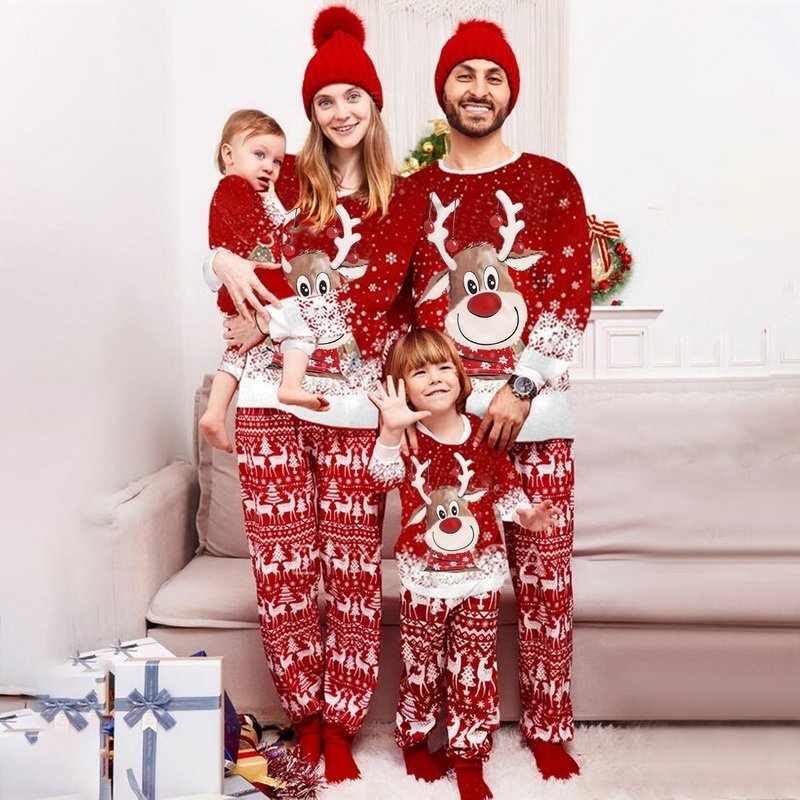 87b5b409-ab62-445d-b751-076e6f3476f8_trans.jpeg Parent-Child Two-piece Suit Elk Printing Pajamas Suit Homewear - Image 1
