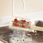 Fruit Drain Basket With Lid Vegetable Washing Bowl Foldable Handle Cleaning Colander Plastic Refrigerator Crisper Kitchen Box Kitchen Gadgets - Image 5