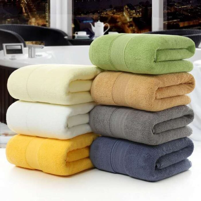 Cotton thickened plain colored bath towel - Image 1