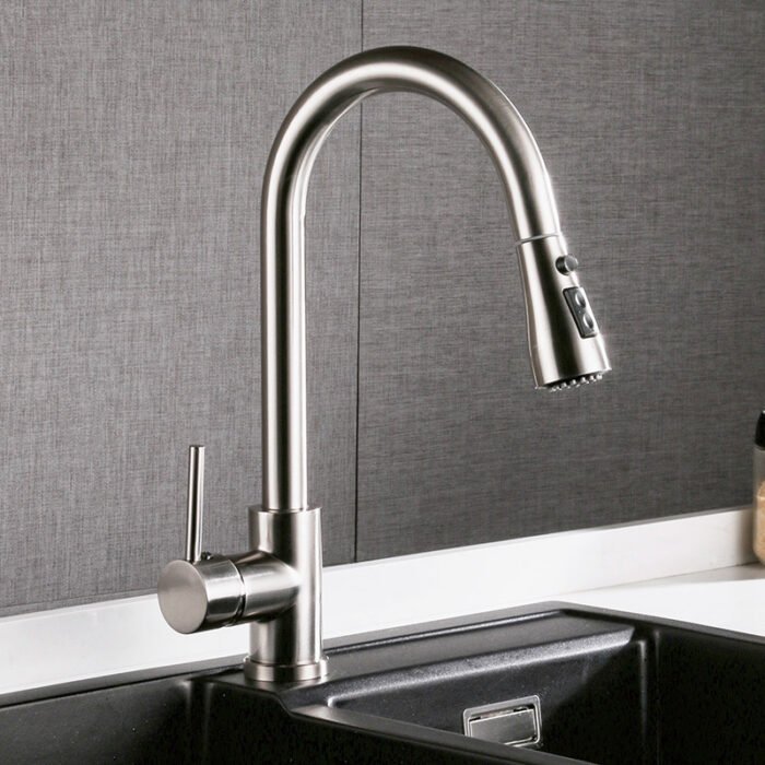 Pull-out Hot And Cold Household Kitchen And Dishwashing Brushed Copper Sink Faucet - Image 7