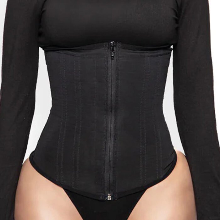 Plus Size Zipper Breasted 9 Bone Waist Seal Corset - Image 4
