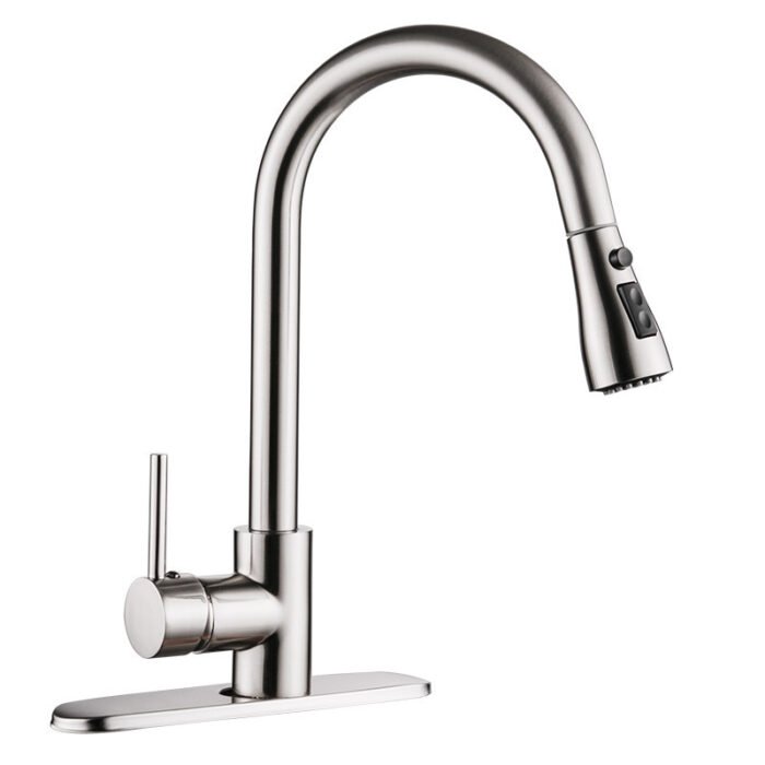 Pull-out Hot And Cold Household Kitchen And Dishwashing Brushed Copper Sink Faucet - Image 3