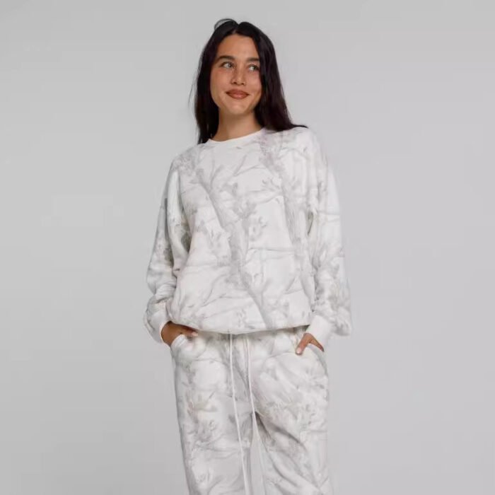 2024 Autumn Winter Two Piece Sets Women Camouflage Hoodie Maple Leaf Print Sweatshirt Suit Sports Hoodie Sportswear - Image 2