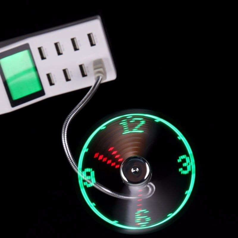 910ec03a-4008-460b-ac26-afa78e64ce90.jpg USB Fan Adjustable Mini Flexible Fan LED Light Time Clock Desktop Cool Gadget Time Display - Image 2