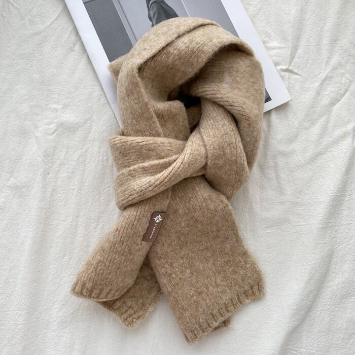 Warm Wool Scarf Women's Korean Style Sweet Version Solid Scarf Autumn And Winter - Image 3
