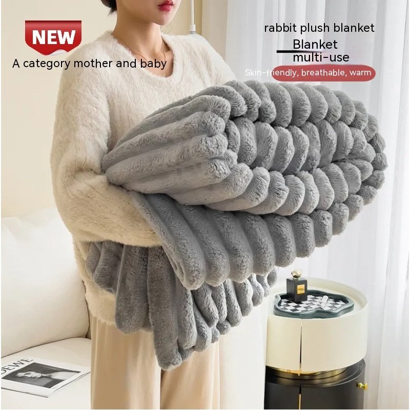 9311c1e8-8eaf-45a1-8373-7623e6cd8a69.jpeg Soft Wind Bubble Velvet Blanket Warm Solid Rabbit Fur Blankets Double-sided Thickening Cover Throw Warm Fur Blanket - Image 4