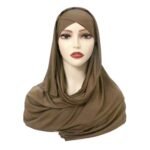 Solid Color Single Layer Cross Stretch Scarf Women - Image 3