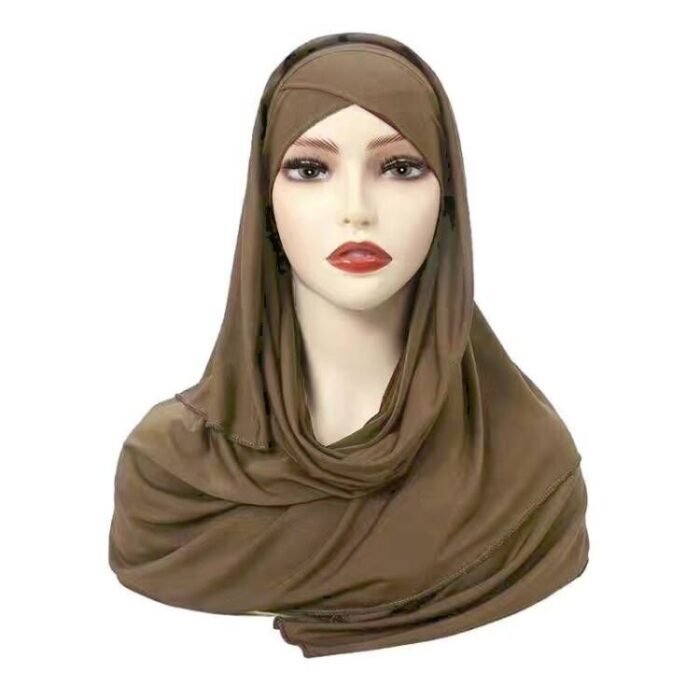 Solid Color Single Layer Cross Stretch Scarf Women - Image 3