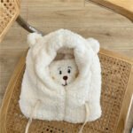 Cute Bear Plush Hat Winter Warm Thickened Scarf With Mask Anf Drawstring Design - Image 10