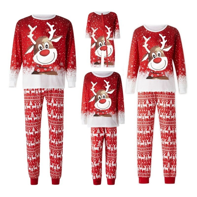 95e8e824-93ba-4d6a-862b-c1bd386e62dc_trans.jpeg Parent-Child Two-piece Suit Elk Printing Pajamas Suit Homewear - Image 4