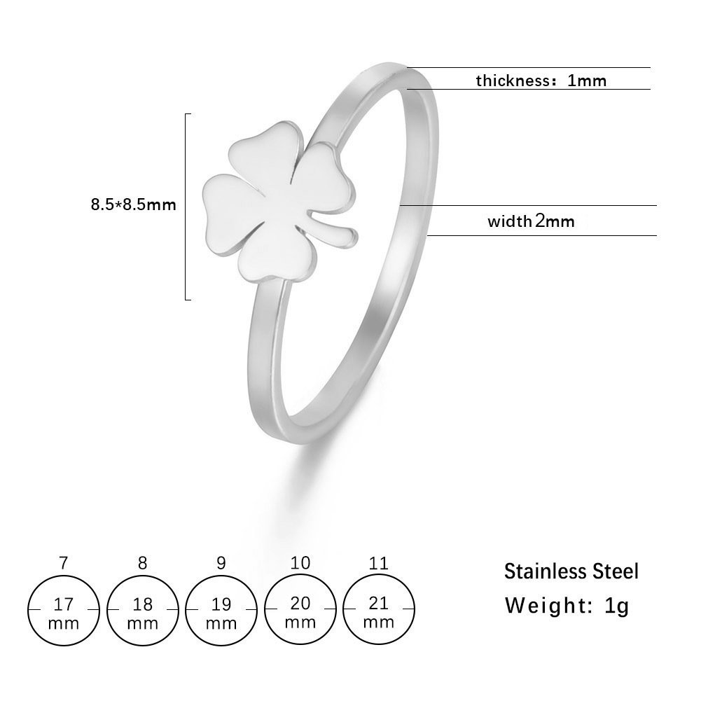 9c219fa6-c621-424d-929d-bc50718b957c.jpg Women's Stainless Steel Lucky Four-leaf Clover Ring - Image 4