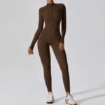 Zipper Long Sleeve Jumpsuit Yoga Fitness Training Pants Tight Hip Seamless Sports Jumpsuit For Women Clothing - Image 4