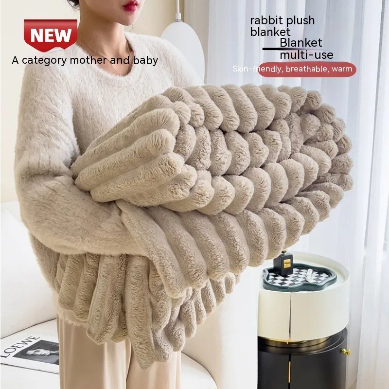 a38e8d23-74f2-4c76-a674-4c92fbd33423.jpeg Soft Wind Bubble Velvet Blanket Warm Solid Rabbit Fur Blankets Double-sided Thickening Cover Throw Warm Fur Blanket - Image 7