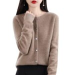 Women's Cashmere Cardigan O-neck Loose Sweaters Top Fashion Merino Wool Knitwear Autumn Winter Female Clothing Tops - Image 6