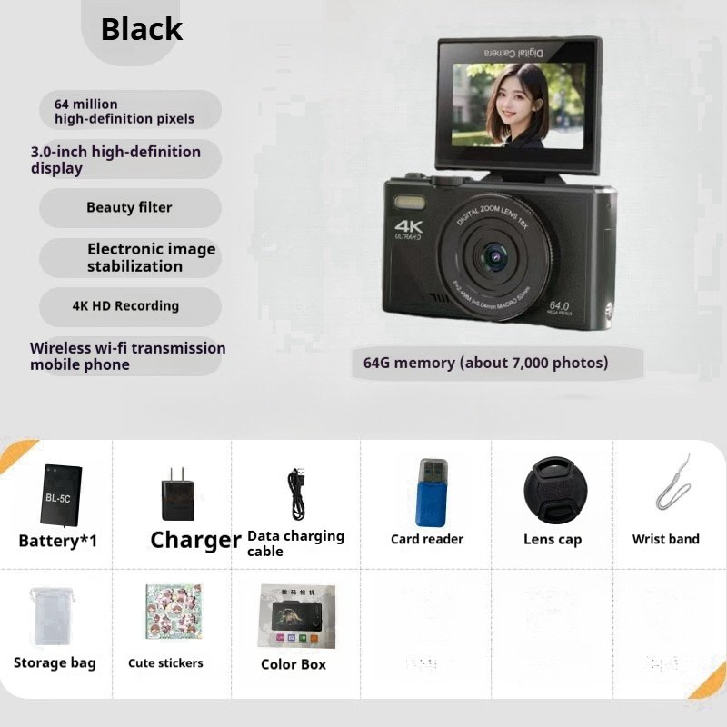 a6cb6ba9-2806-4051-ac71-e33f154ef8e2_fine.jpeg 64 Million HD Student Entry-level Mirrorless CCD Camera - Image 7