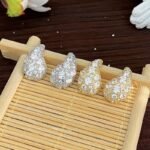 Retro Super Shiny Crescent Water Drop Zircon Temperament Silver Ear Studs Female Earrings - Image 3