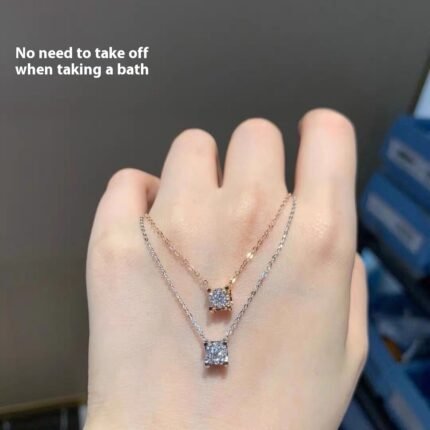 Simple Four-claw Single Diamond Pendant Female Temperament Titanium Steel Necklace