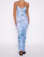 Y2K Slim Flowers Printing Slip Dress Women's Summer Suspender Skirt Vacation Beach Long Dresses - Image 10