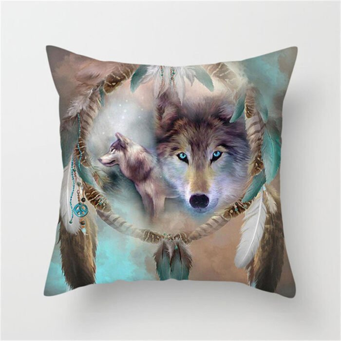Home Decoration Without Pillow Core 3D Fluorescent Wolf Polyester Pillowcase - Image 6