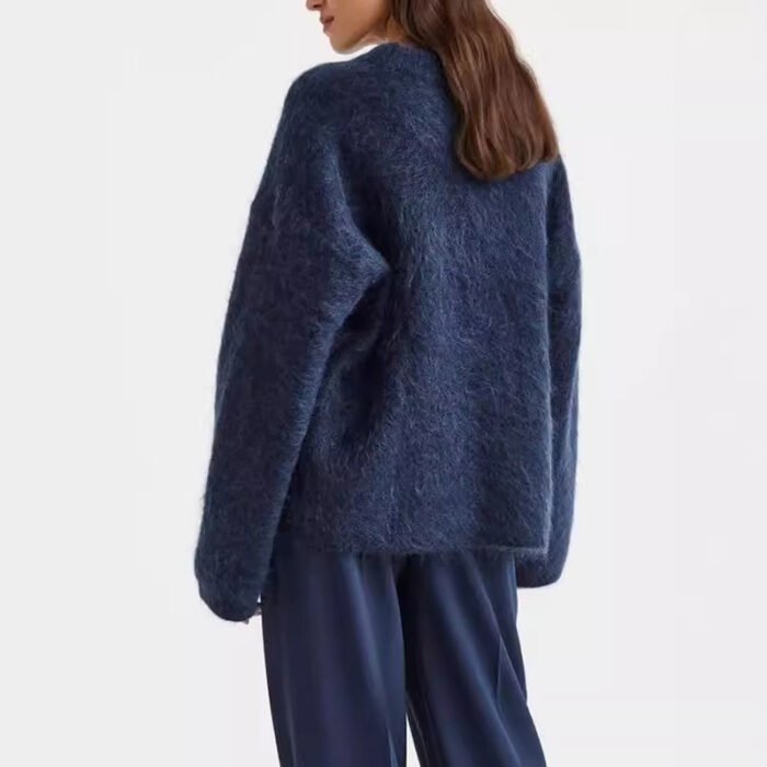 Loose Round Neck Pullover Sweater Fashion Long Sleeve Long Top For Women Clothing - Image 2