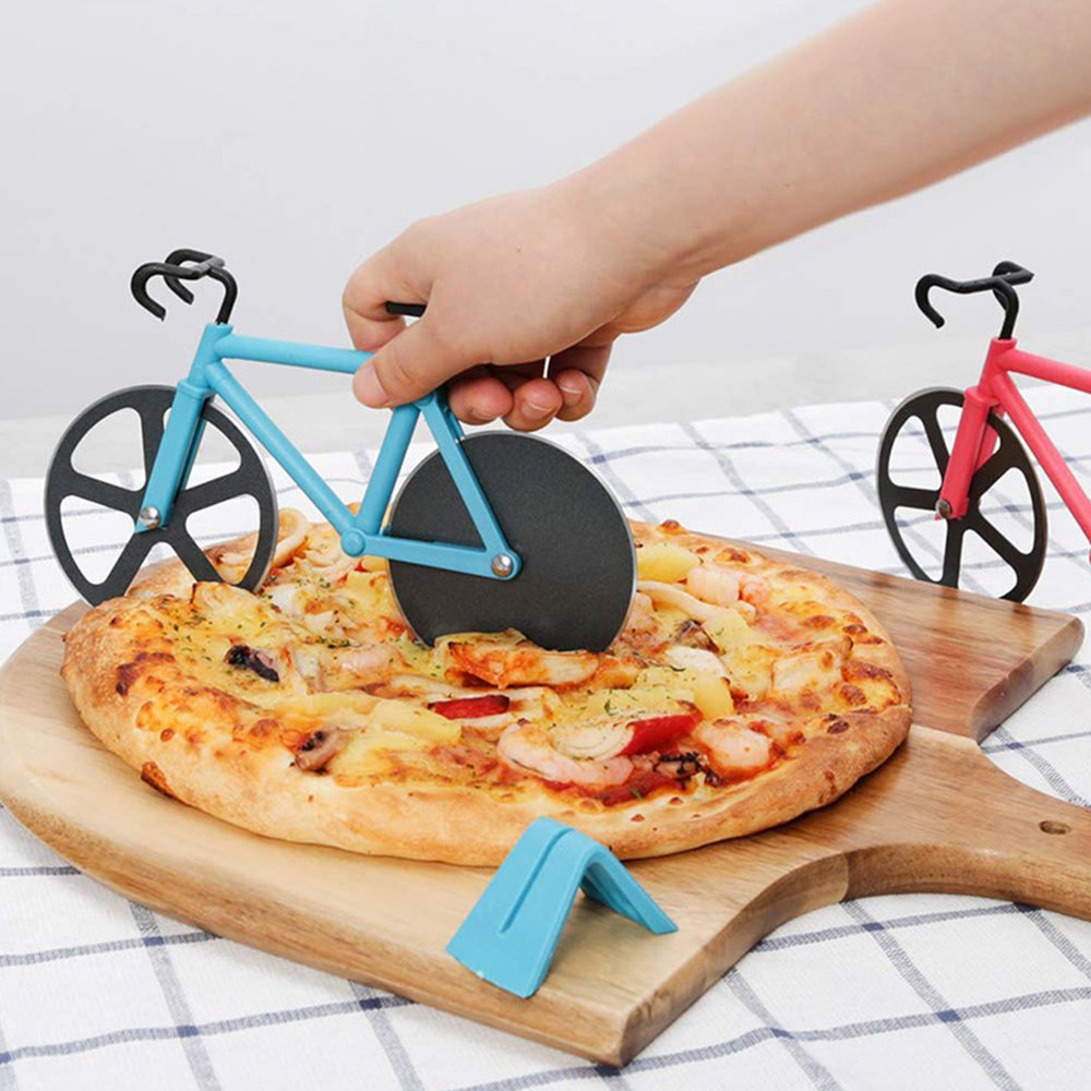 b0da42a0-b815-455c-9af2-e176c521a281.jpg Pizza Cutter Stainless Steel Bicycle Shape Wheel Bike Roller Pizza Chopper Slicer Pizza Cutting Knife Kitchen Tools - Image 2