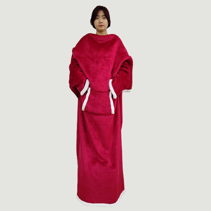 Household Lambswool Wearable Sleeved Warm Large Pocket Lazy Blanket - Image 7