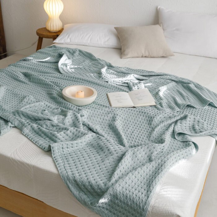 Waffle Cotton Yarn Air Conditioner Summer Cooling Duvet Solid Color Dormitory Comforter - Image 9