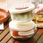Fruit Drain Basket With Lid Vegetable Washing Bowl Foldable Handle Cleaning Colander Plastic Refrigerator Crisper Kitchen Box Kitchen Gadgets - Image 8