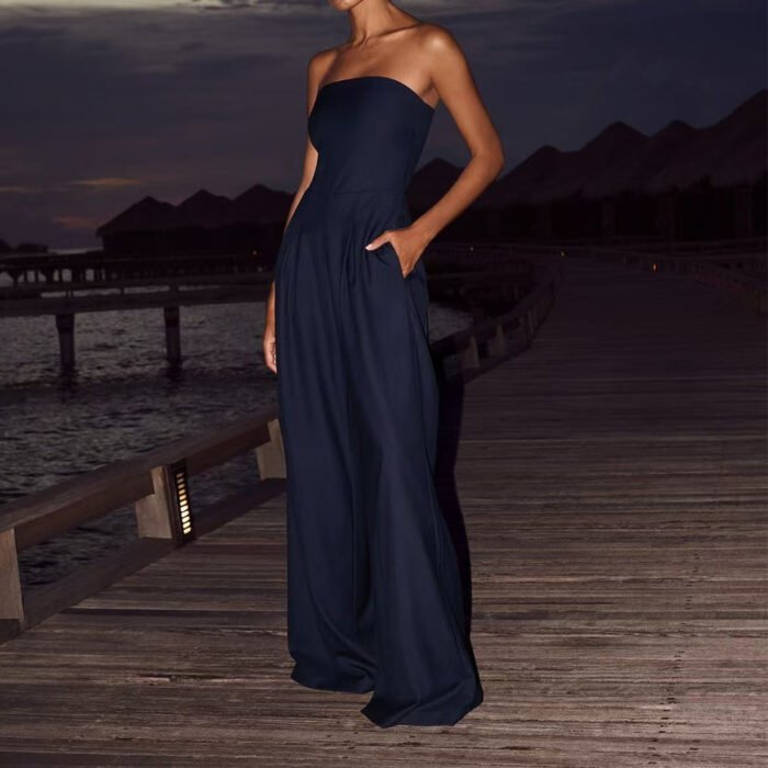 Loose Tube-top Jumpsuit Ins Fashion Backless Wide Leg Long Pants Overalls Women's Clothing - Image 5