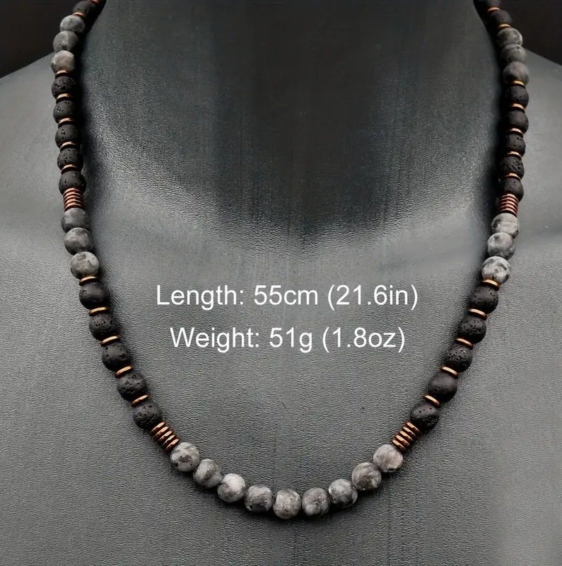 c988c9f4-cd1b-4b35-92c2-b49465cce0d2.jpg Beaded Glitter Volcanic Rock Necklace - Image 2