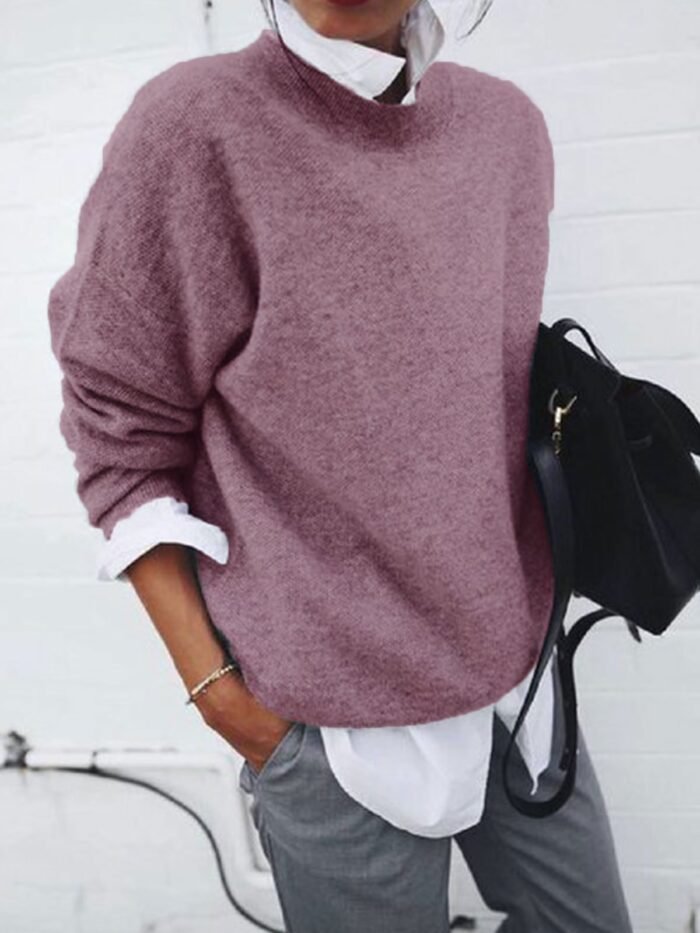 Fashion Long Sleeve Pullover Sweater Fall And Winter Fashion Solid Color Knitted Tops For Women Clothing - Image 6