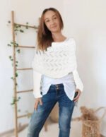 Autumn And Winter Warm Knitted Shawl Women's Hollowed-out Double Sleeve Shawl Collar Fashion Natural For Home And Party - Image 8