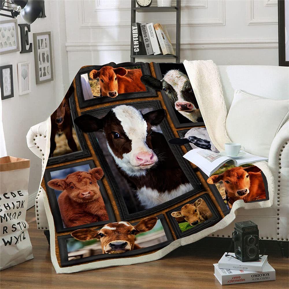 d0652eea-ee64-400e-8466-d48488ee8c24.jpg Cows Pattern Cartoon Children's Printed Blanket - Image 3