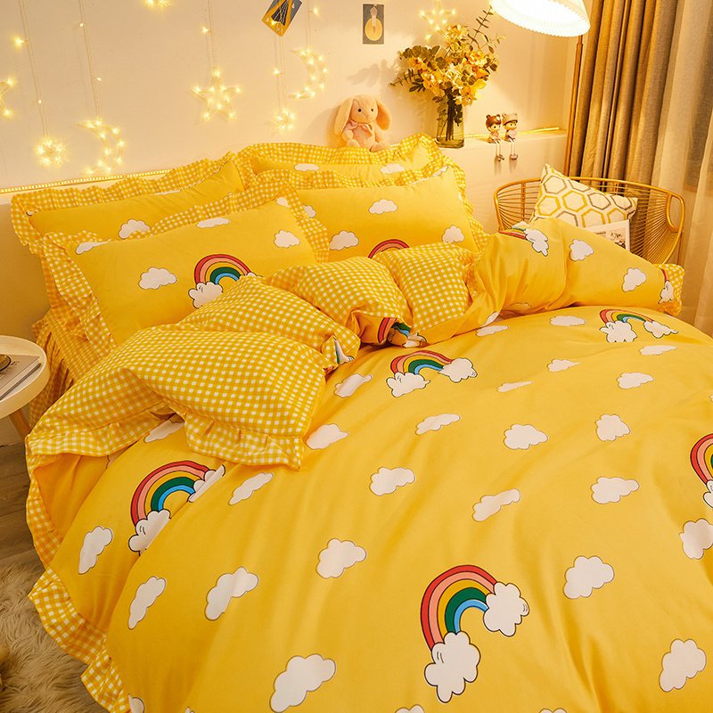d2a53eab-ead8-4c6b-b257-46ddd32f7f3b.jpg Cotton Floral Duvet Cover Bed Sheet Bed Skirt Three Or Four Piece Suit - Image 2