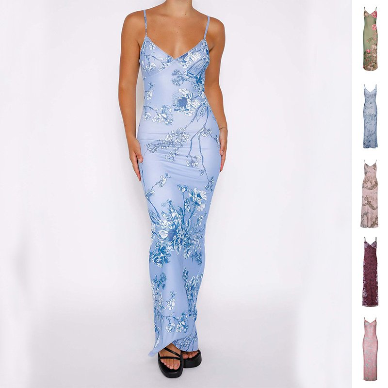 d5c45ad6-1535-4f16-a76e-70aa90d1b3bb.jpg Y2K Slim Flowers Printing Slip Dress Women's Summer Suspender Skirt Vacation Beach Long Dresses - Image 1