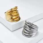Women's Pleated Stainless Steel Fashion Personality Ring