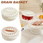 Fruit Drain Basket With Lid Vegetable Washing Bowl Foldable Handle Cleaning Colander Plastic Refrigerator Crisper Kitchen Box Kitchen Gadgets - Image 2