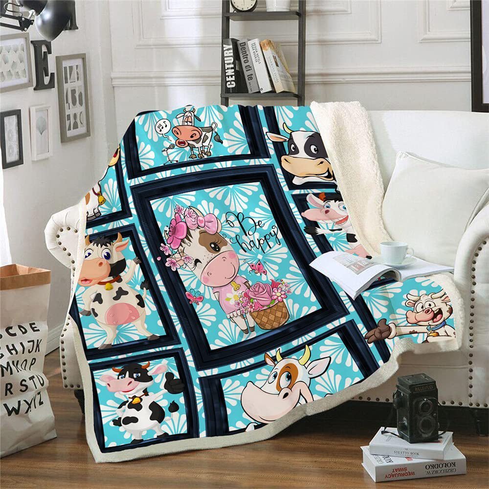 e6f9c245-c562-48c0-9ef7-160775d09f24.jpg Cows Pattern Cartoon Children's Printed Blanket - Image 2