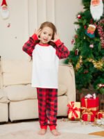 Christmas Solid Color Plaid Printed Christmas Parent-child Homewear Suits - Image 7