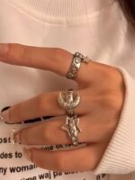 Retro Five-pointed Star Moon Hip Hop Fashion Personality High Sense Ring - Image 7